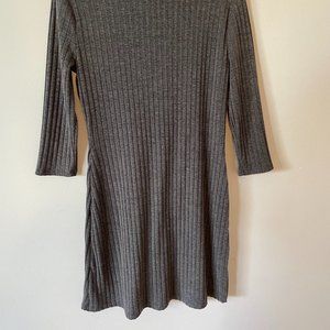 Grey Knit Button Dress